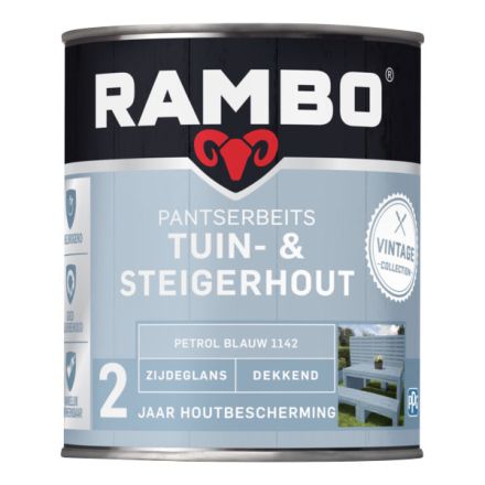 Rambo Pantserbeits Tuin & Steigerhout Zijdeglans - Petrol Blauw 750 ml