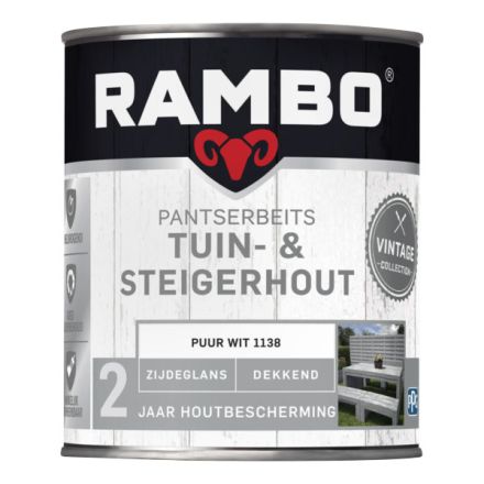 Rambo Pantserbeits Tuin & Steigerhout Zijdeglans - Puur Wit 750 ml